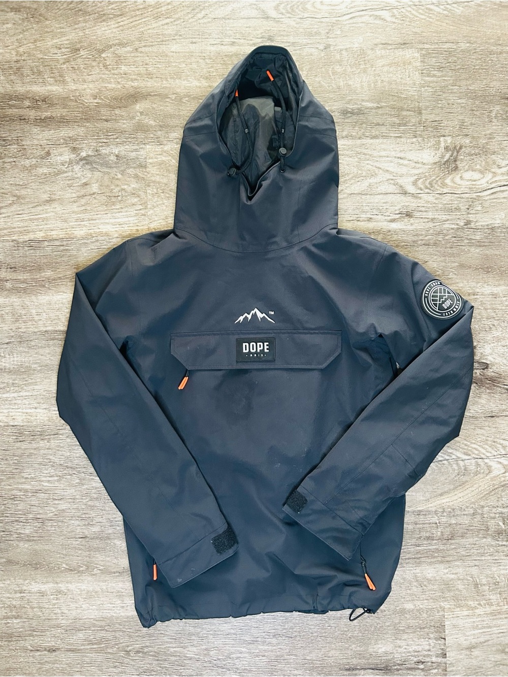 DOPE Black Ski Anorak with Orange Accents